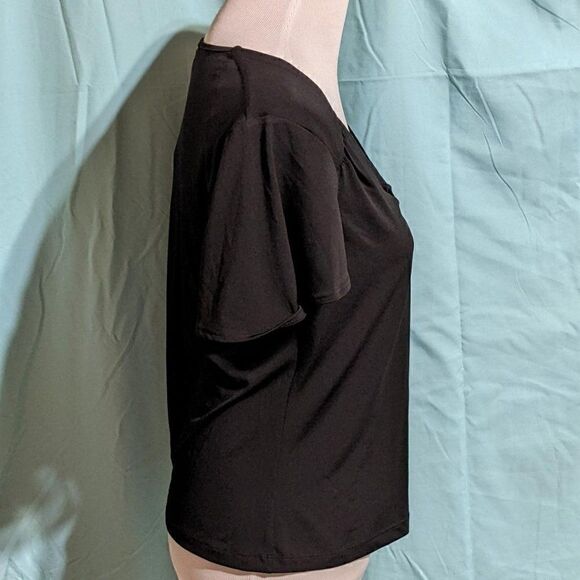 🆕NWT BLACK ANNE KLEIN SPORT SHORT SLEEVE TOP - SMALL - Picture 2 of 6